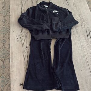 Nike Black Velour Jacket and Pants Set